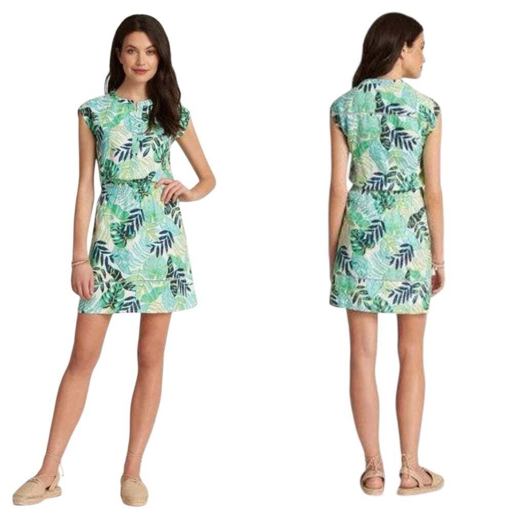 Hatley Abbey Shirt Dress Leaf Print Long Sleeve Button Front Size M Nature